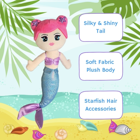 Mermaid Princess Stuffed Animal 🧜🏼‍♀️ Shiny & Soft Tail. - Picture 3 of 4